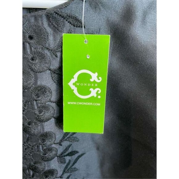 C. Wonder Silk Black Dressy Top Women’s Size 14  Embroidered New With Tags - Picture 3 of 8